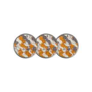 Ginger white black cat diagonal pattern golf ball marker