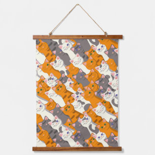 Ginger white black cat diagonal pattern hanging tapestry