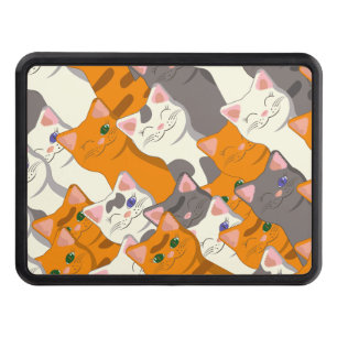 Ginger white black cat diagonal pattern hitch cover