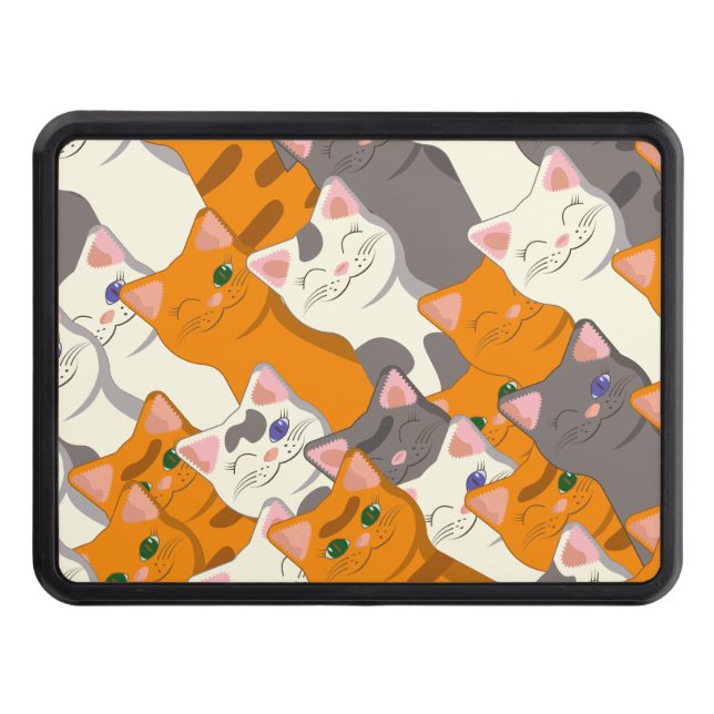 Ginger white black cat diagonal pattern hitch cover (Front)