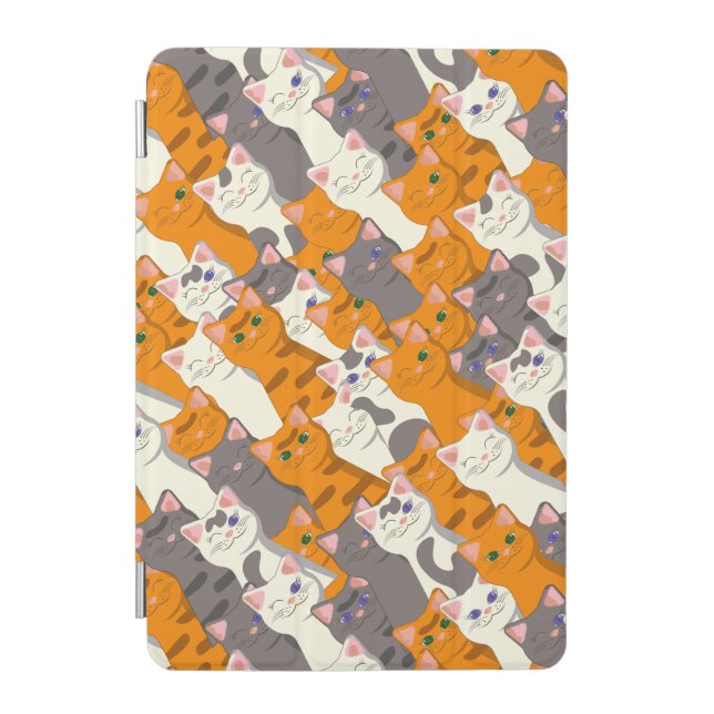 Ginger white black cat diagonal pattern iPad mini cover (Front)