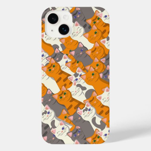Ginger white black cat diagonal pattern iPhone 14 plus case
