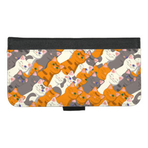 Ginger white black cat diagonal pattern iPhone 8/7 plus wallet case
