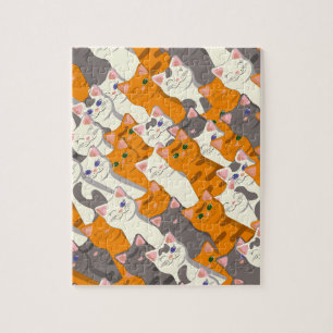 Ginger white black cat diagonal pattern jigsaw puzzle
