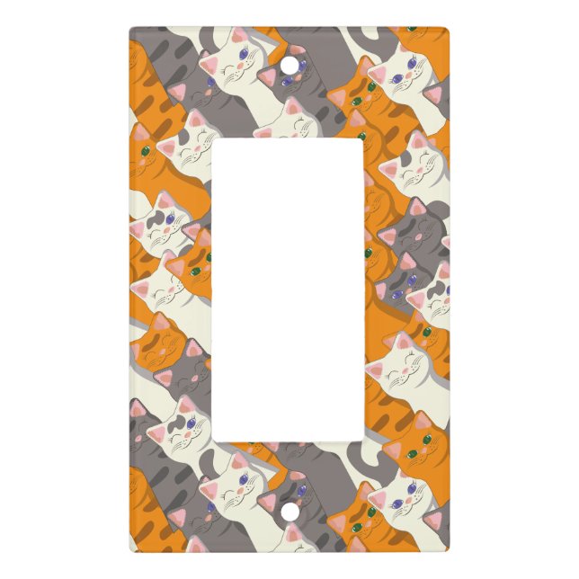 Ginger white black cat diagonal pattern light switch cover (Front)