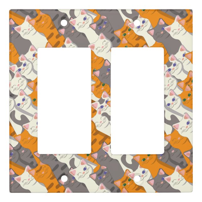 Ginger white black cat diagonal pattern light switch cover (Front)