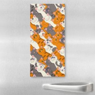 Ginger white black cat diagonal pattern magnetic notepad