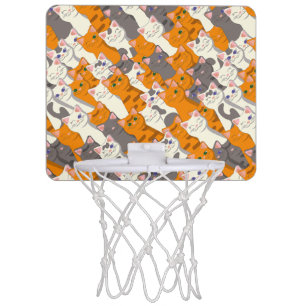 Ginger white black cat diagonal pattern mini basketball hoop