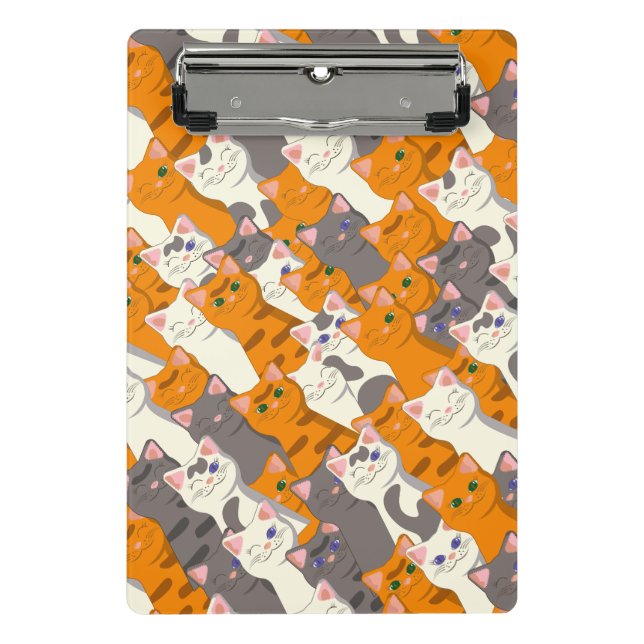Ginger white black cat diagonal pattern mini clipboard (Front)