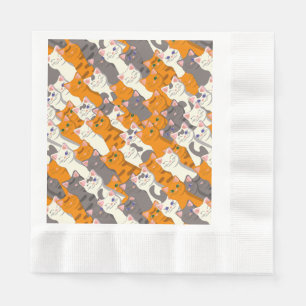 Ginger white black cat diagonal pattern napkins