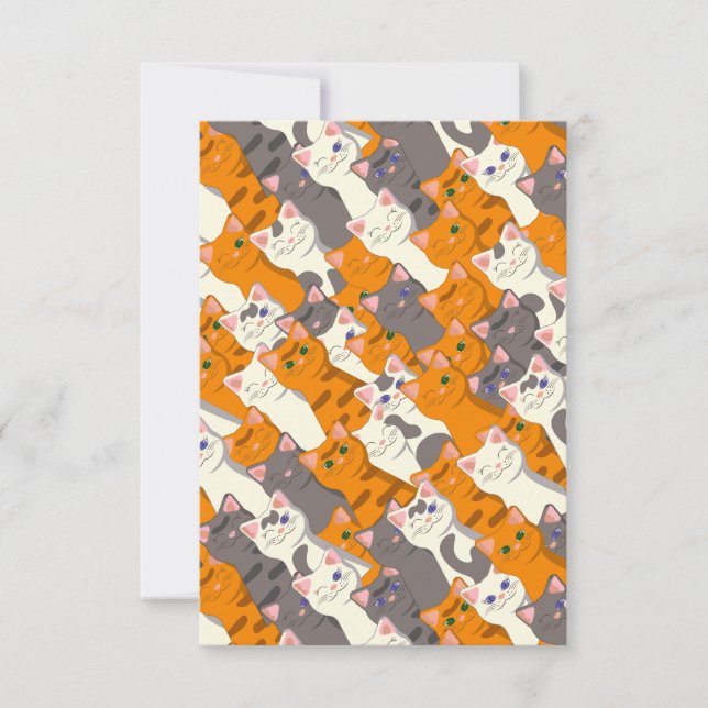 Ginger white black cat diagonal pattern note card (Front)