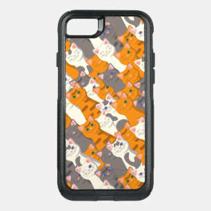 Ginger white black cat diagonal pattern OtterBox commuter iPhone SE/8/7 case