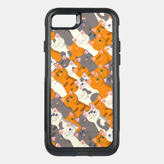 Ginger white black cat diagonal pattern otterbox iPhone case (Back)