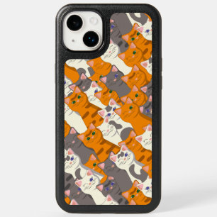 Ginger white black cat diagonal pattern OtterBox iPhone 14 plus case