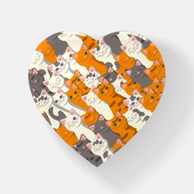 Ginger white black cat diagonal pattern paperweight (Front)