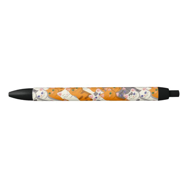 Ginger white black cat diagonal pattern pen (Front)