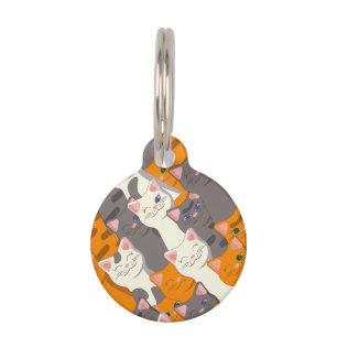 Ginger white black cat diagonal pattern pet ID tag