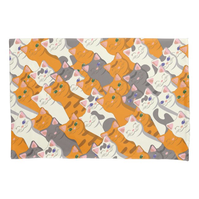 Ginger white black cat diagonal pattern pillow case (Front)
