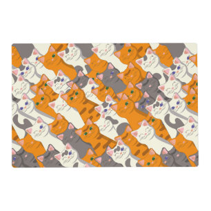 Ginger white black cat diagonal pattern placemat