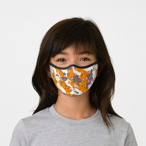 Ginger white black cat diagonal pattern premium face mask