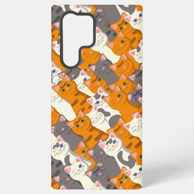 Ginger white black cat diagonal pattern samsung galaxy case (Back)