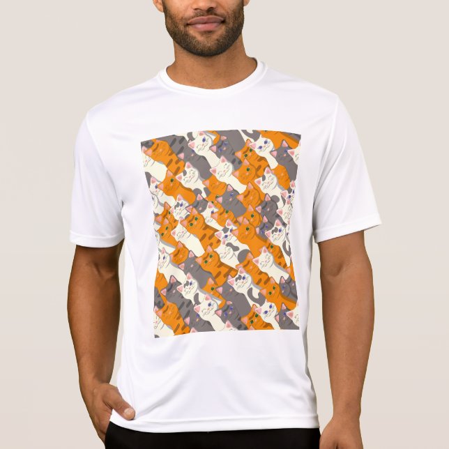 Ginger white black cat diagonal pattern T-Shirt (Front)