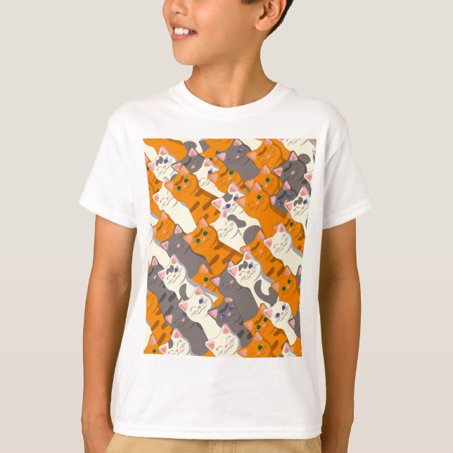 Ginger white black cat diagonal pattern T-Shirt (Front)