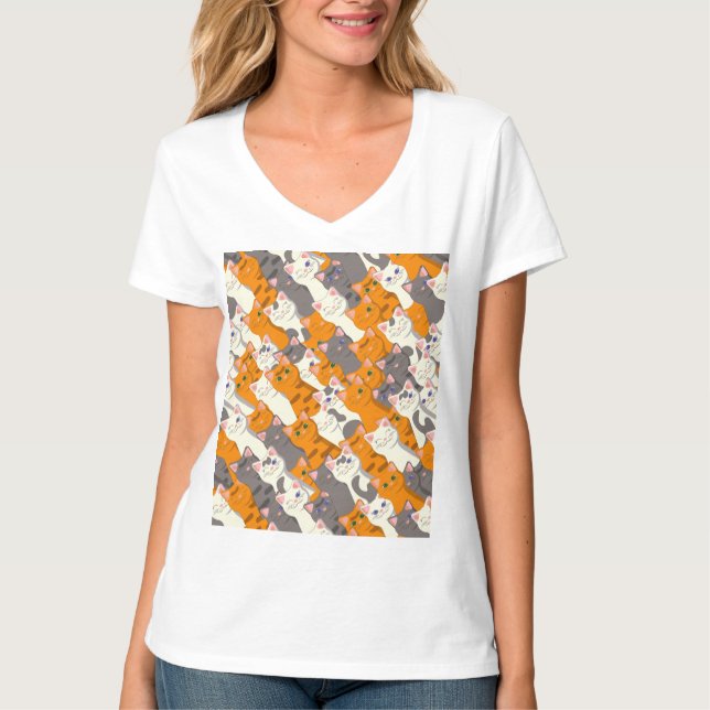 Ginger white black cat diagonal pattern T-Shirt (Front)