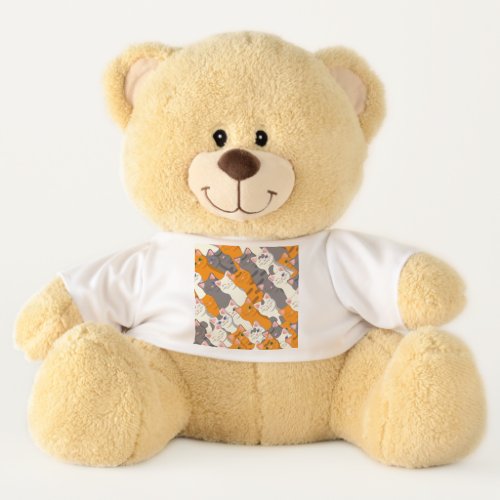 Ginger white black cat diagonal pattern teddy bear