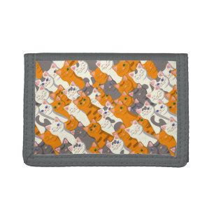Ginger white black cat diagonal pattern trifold wallet