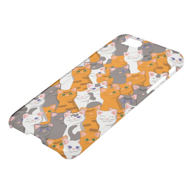 Ginger white black cat diagonal pattern uncommon iPhone case (Bottom)