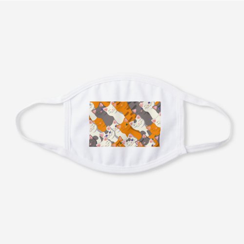 Ginger white black cat diagonal pattern white cotton face mask