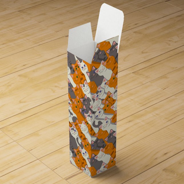 Ginger white black cat diagonal pattern wine box (Opened)