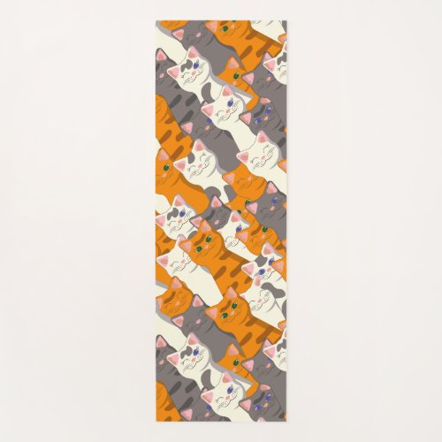 Ginger white black cat diagonal pattern yoga mat