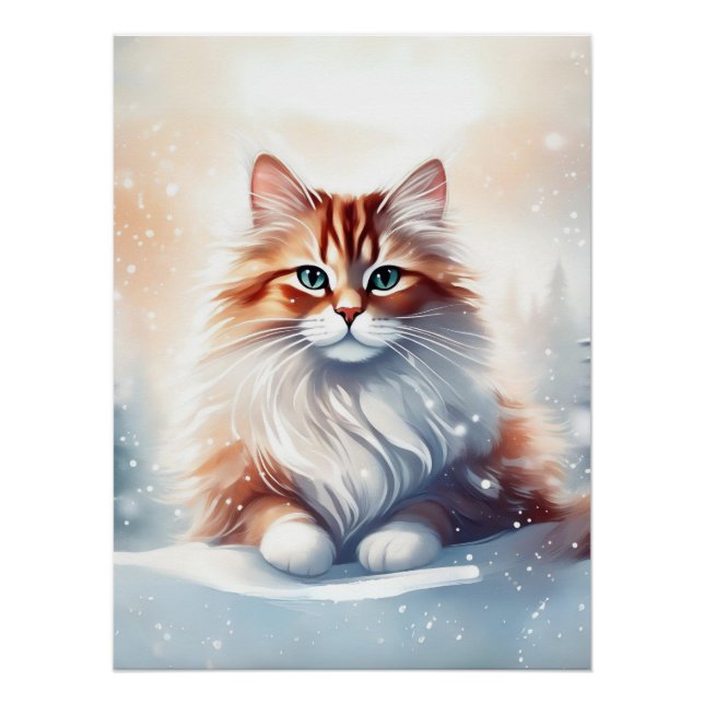 Ginger Winter Cat Poster (Front)