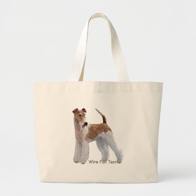 Ginger Wire Fox Terrier Large Tote Bag (Front)