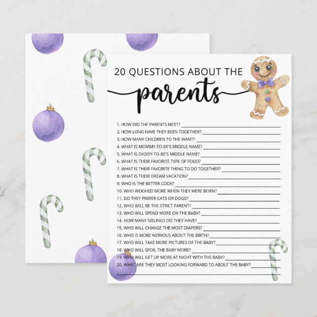 Gingerbread - 20 questions about the parent game (Front/Back)
