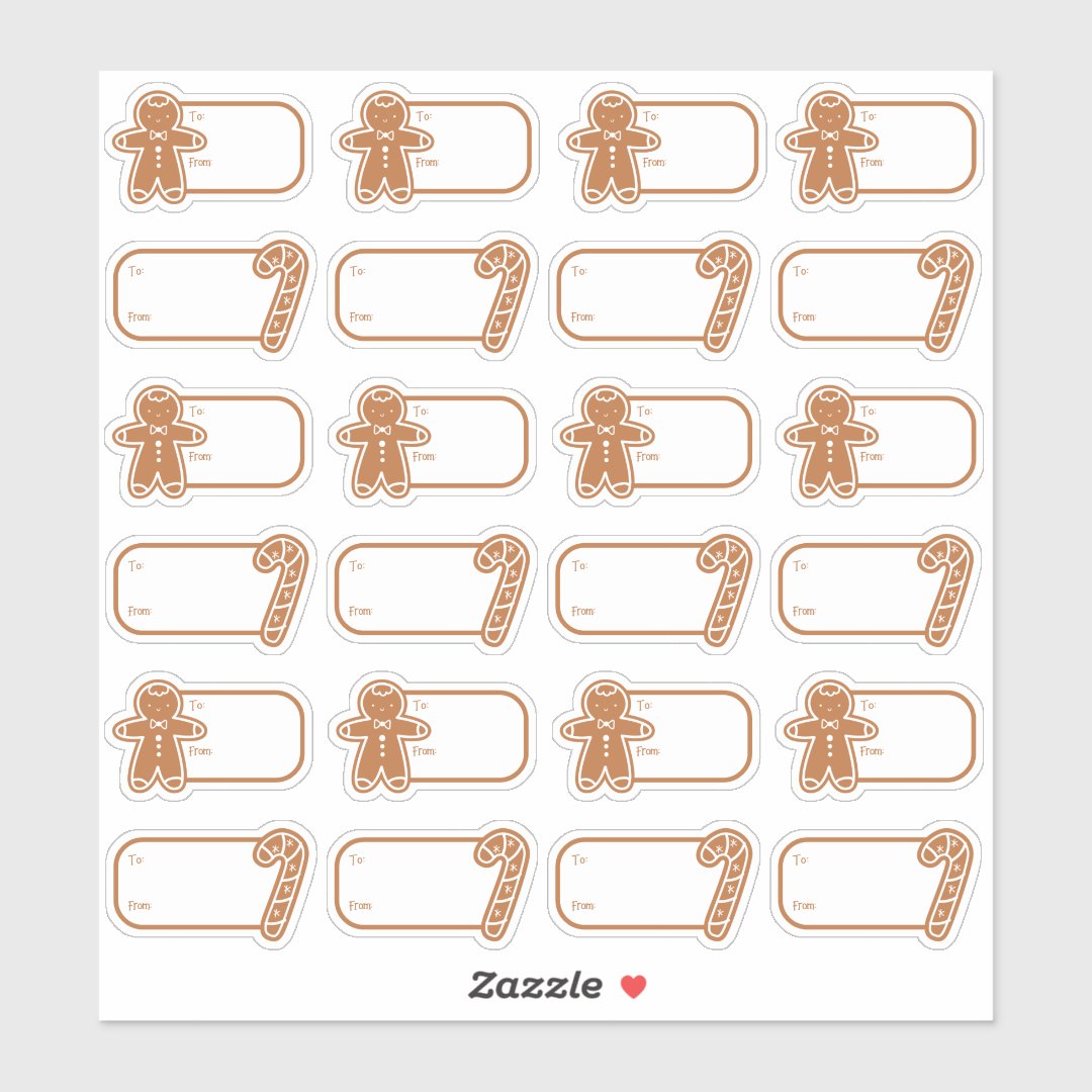 Gingerbread 24 Gift Tag Stickers
