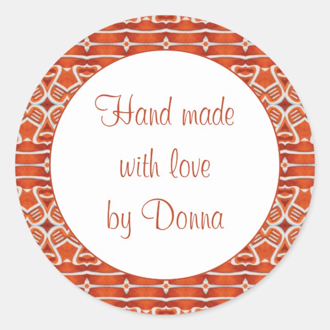 GINGERBREAD 3" Round "Hand Made" Stickers (Front)