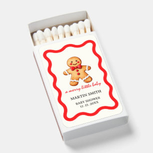 Gingerbread a little merry baby shower matchboxes