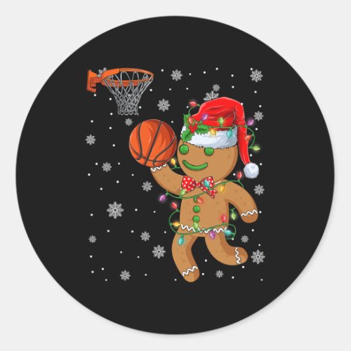 Gingerbread Amp Santa Hat Playing Basketball Chris Classic Round Sticker