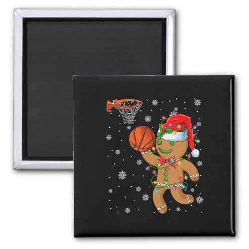 Gingerbread Amp Santa Hat Playing Basketball Chris Magnet