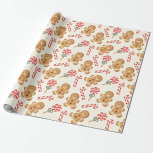 Gingerbread And Candy Canes Wrapping Paper