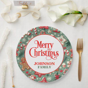 Gingerbread and Peppermint Christmas Paper Plates