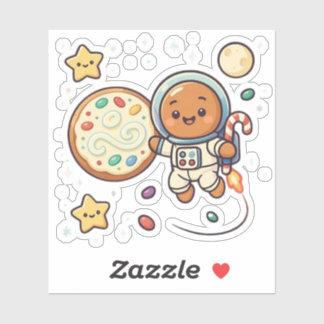 Gingerbread Astronaut Christmas Cute Space Holiday Sticker