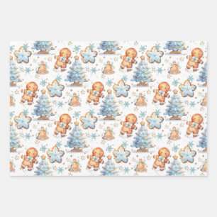 Gingerbread Baby Gingerbread Christmas Tree Wrapping Paper Sheets
