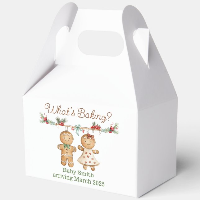 Gingerbread Baby Shower gender reveal Favor Boxes (Front)