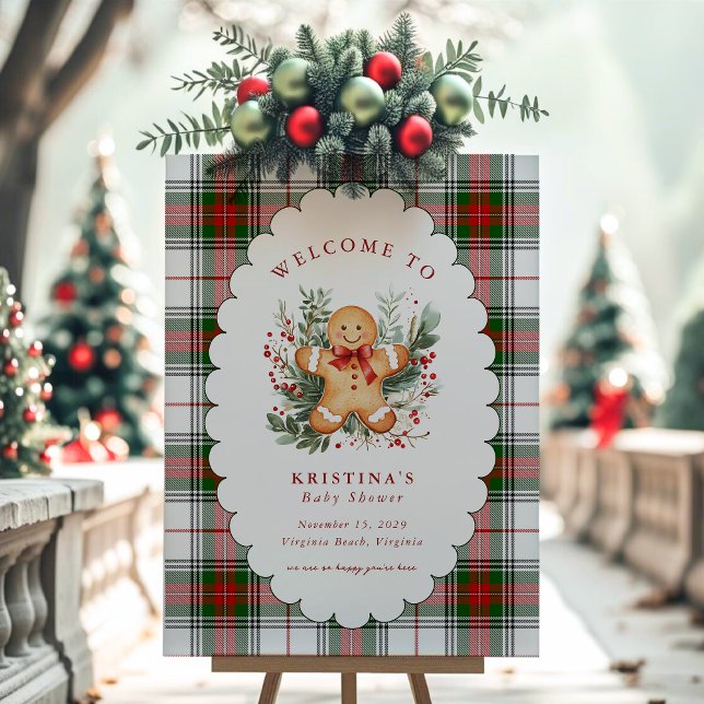 Gingerbread Baby Shower Welcome  Foam Board (Gingerbread Baby Shower Red)