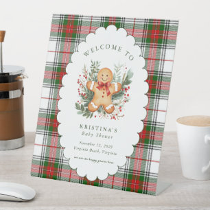 Gingerbread Baby Shower Welcome Pedestal Sign