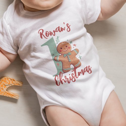 Gingerbread Babys First Christmas Baby Bodysuit
